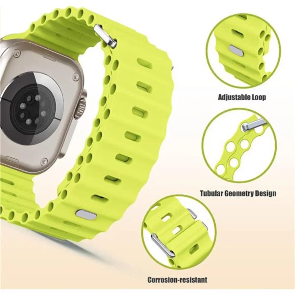 Sport Soft Silicone Compatible with Apple Watch Ocean Band Wristband Ultra 9 8 7